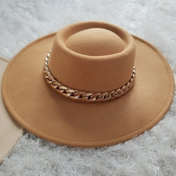 WIde BRIM FASHION HAT W/ CHAIN ACCENT - Picture 9 of 11